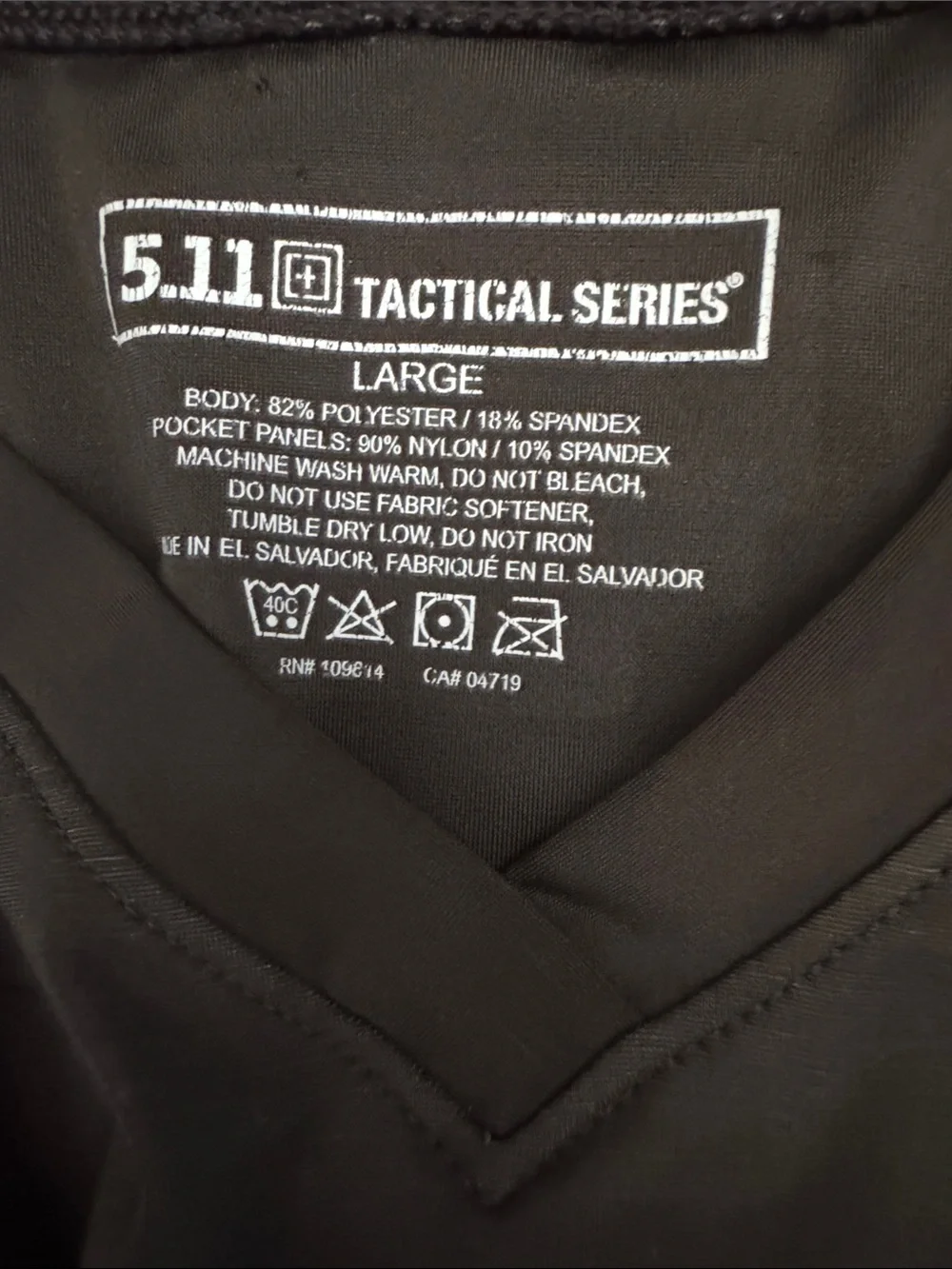 5.11 Tactical Black Concealed Carry Compression Polyester Under Shirt Large Size